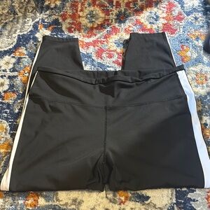 Black and White Athletic Leggings with Side Stripes size 3X